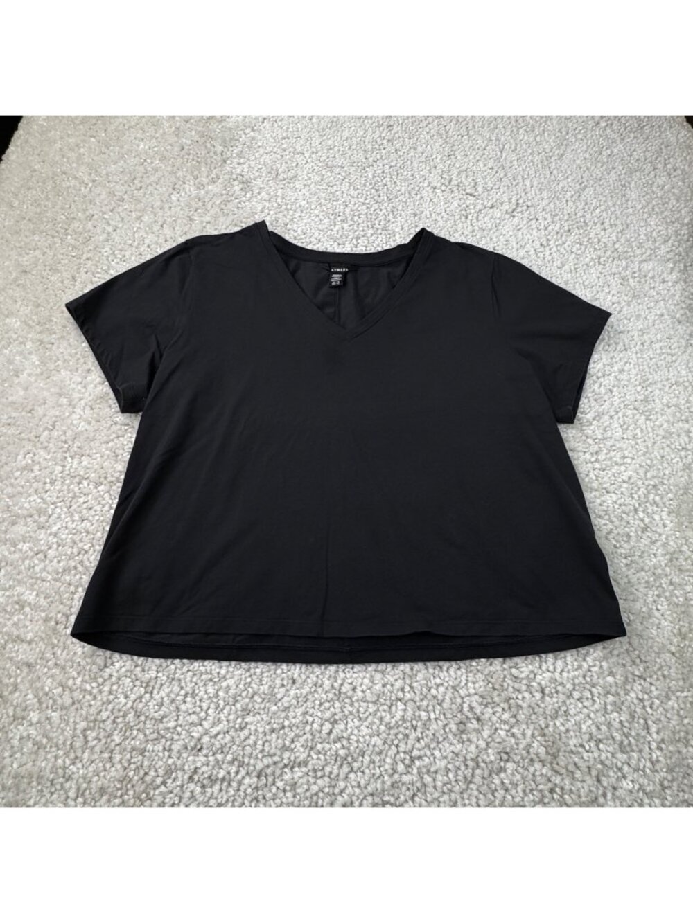 Athleta Essential V-Neck Tee Black Supima Cotton Womens XL/T